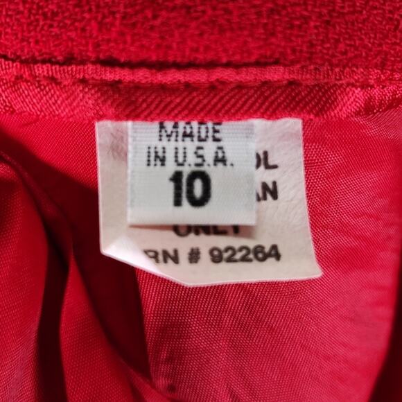 Vintage Bicci Florine Wachter Red Wool Power Suit 10 Jacket Skirt 80s Velvet - Picture 15 of 16